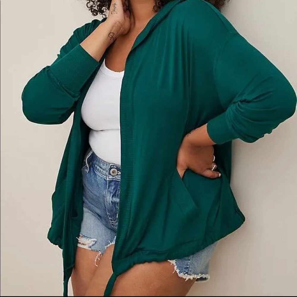 HOODED OPEN FRONT CARDIGAN NWT